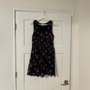 Abercrombie & Fitch Black Top with Subtle Floral Trim